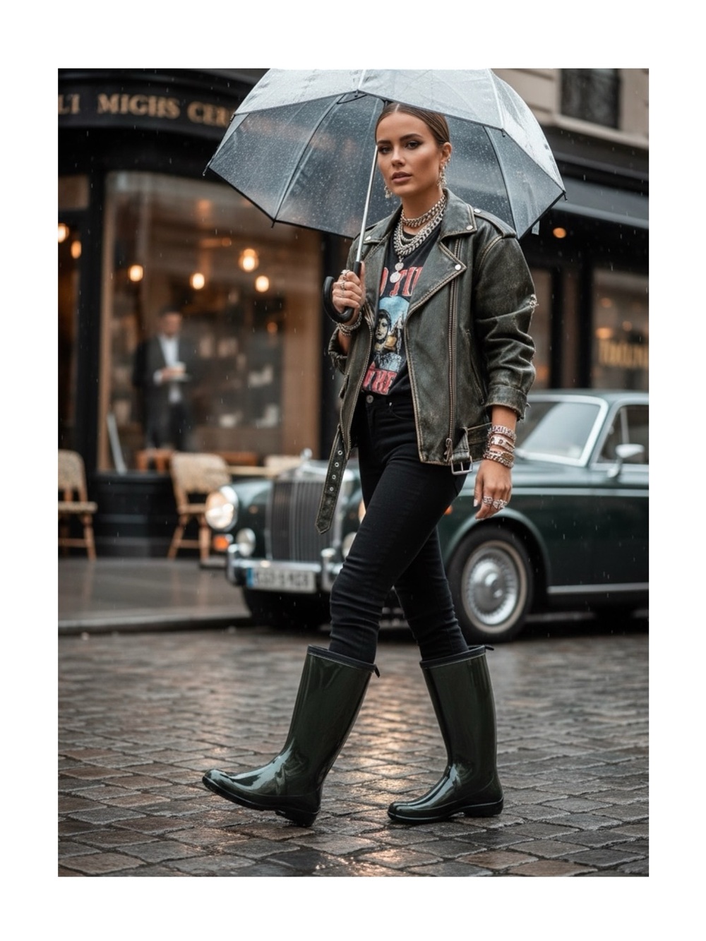 Kamik ☔︎︎ Heidi Glossy Tall Wellies Rainy Day Rain Boot ☔︎︎ Khaki Green ☔︎︎ 7M
